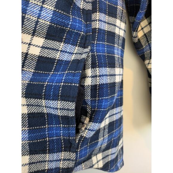 Orvis Mens Flannel Shacket Shirt Jacket XL Blue White Plaid Heavyweight Pockets - Picture 4 of 11
